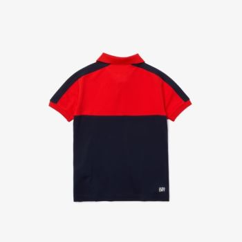 Lacoste Colorblock Breathable Piqué Polo Dětské - Polo Červené / Tmavě Blankyt Blankyt | CZ-dOMCea